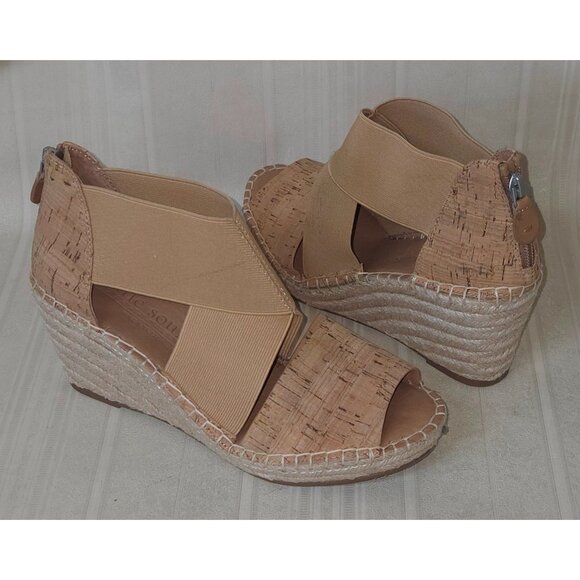 Gentle Souls Colleen Platform Espadrille Sandal Peep Toe Cork Wedge Size US 7 - Picture 1 of 9